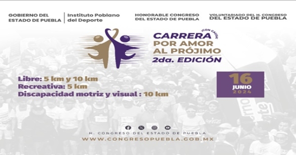 Presenta Congreso del Estado carrera &quot;Por Amor al Prójimo&quot; segunda edición