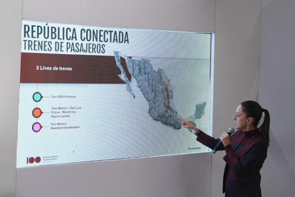 Claudia Sheinbaum presenta tres nuevas rutas del tren de pasajeros